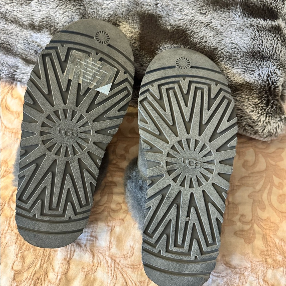 UGG Charcoal Gray Shearling Platform Slippers - image 4